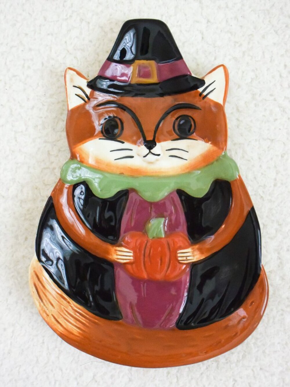*Johanna Parker* Fall Thanksgiving Fox Pilgrim Hat Ceramic Mini Plate - NEW!